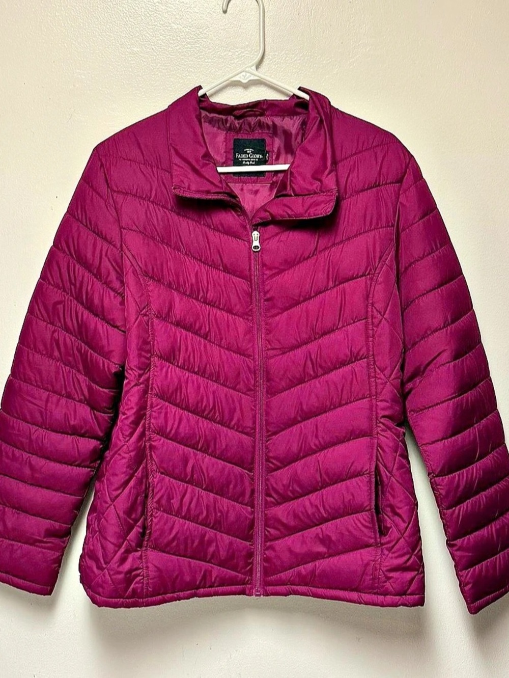 Faded Glory Quilted Puffer Jacket Burgandy women’s Large